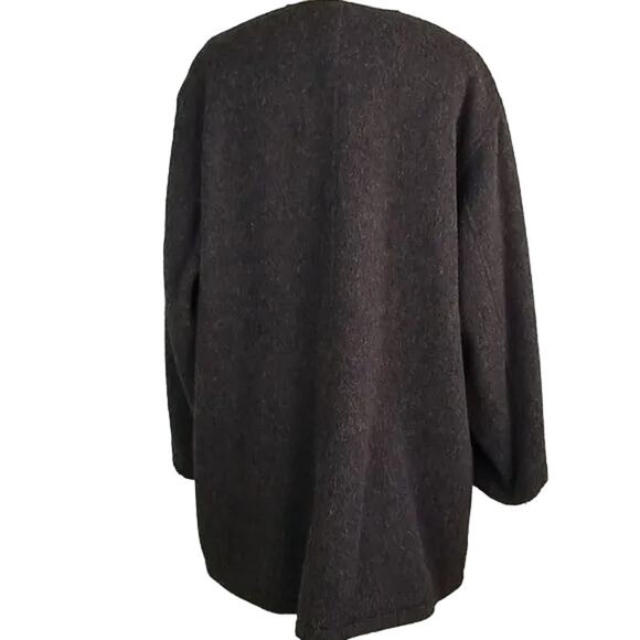 Midali Milano Wool Coat Women 42 EU (6 US) Brown Button Collarless Jacket Warm - Picture 4 of 7